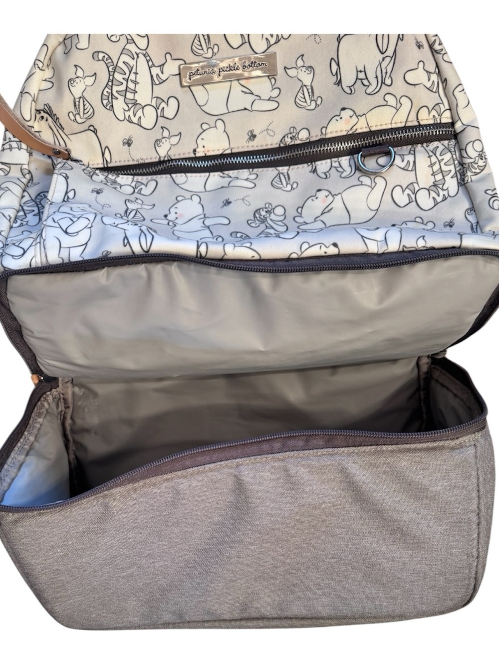Petunia Pickle Bottom Disney gray Winnie The Pooh Zip back pack Diaper Bag - Picture 7 of 11